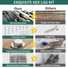 64pcs 1/4" Hex Lag Bolts Screws Washer Assortment Kit,Heavy Duty