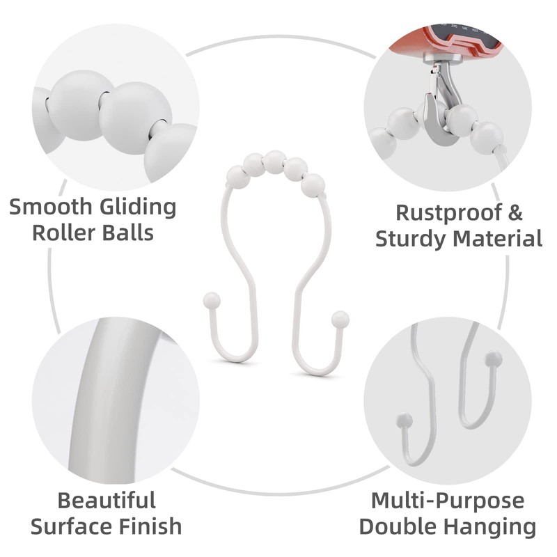 White Shower Curtain Hooks, Bathway Shower Curtain Hooks Shower Curtain