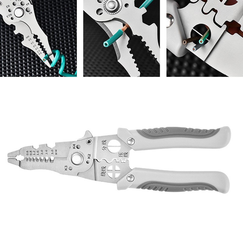 Milageto Multipurpose Wire Strippers Cable Crimper Carbon Steel Easy to