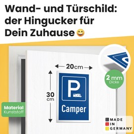 DankeDir! Parking Camper Sign - 30 x 20 cm Plastic with Motorhome Icon - Gift Idea for Camping Fans - Parking Sign - Funny Decoration for Motorhome and Caravan