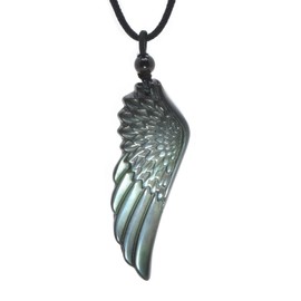Justinstones Natural Rainbow Obsidian Gemstone Carved Angel Wing Reiki Chakra Pendant Necklace 22 Inch