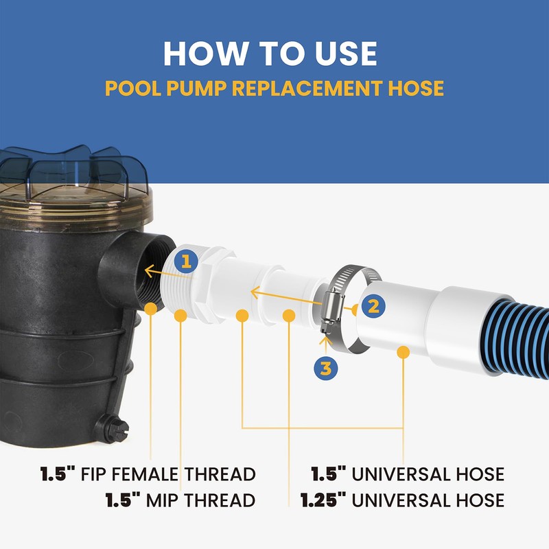 1.5 Inches Pool Hoses for Above Ground Pools,1-1/2" Diameter Pool