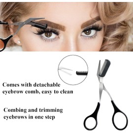 Tijeras de cejas con peine, recortadora de cejas profesional de precisión, agarre antideslizante para dedos, tijeras para recortar cejas, accesorios de belleza para hombres y mujeres