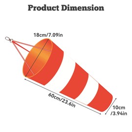 Windsock for Outdoors, Windsocks for the Garden, Red and White Windsock with Reflective Stripes, Polyester Belt, Oxford Fabric Weathervane Wind Sock Bag for Wind Measurement for Airport