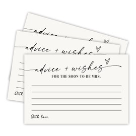 4" X 6" Wedding Advice & Wishes Card-Pack Of 30 Minimalism Black&White Double Print-Wishes For New Mr And Mrs-Bridal Shower Advice Card For Guest-Marriage Party Card-A02