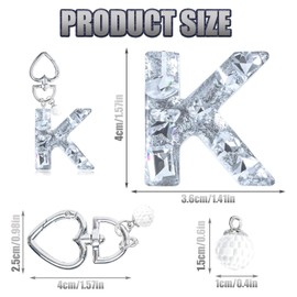 YSUY Sparkly Initial Letter Charm Keychain, Women's Bling Cup Accessories, Mini Backpack Bag Charm, Cute Heart Keychain Accessories for Girls, Women's Keychains for Car Keys, Good Gift Keychains (K)