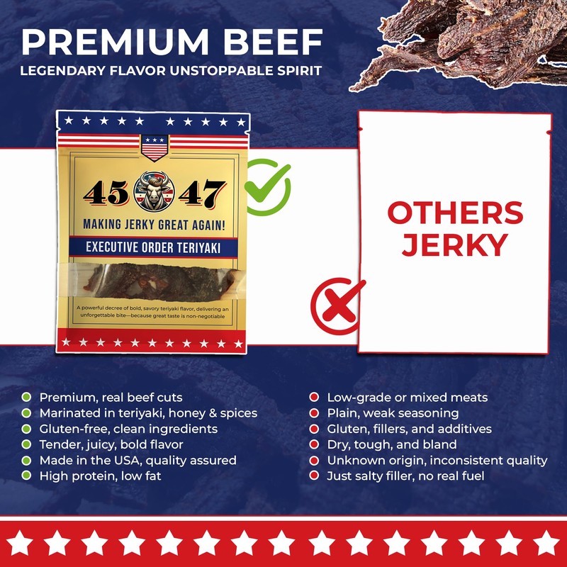 45-47 Beef Jerky – Premium American Made Jerky, 10g Protein