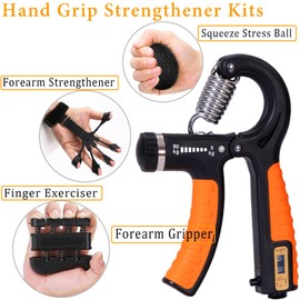 Grip Strength Trainer with Forearm Strengthener, Hand Grip Strengthener, Hand Extension Exerciser, Stress Relief Ball and Hand Grip Strengthener for Muscle Building and Injury Recover(5 PCS)