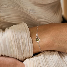 JSJOY Birthstone Bracelets for Women Christmas Gifts June Birthstone Bracelet Infinity Bracelets Silver Jewelry for Women