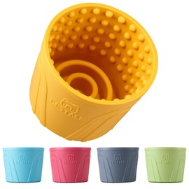 Dog Lick Bowl, Bestalk Anxiety Relief Slow Feeder Dog Lick Mat Treat Dispenser, Non-Slip Dog Licking Bowl Dog Enrichment Toys for Small Medium and Large Breed Dogs, BPA Free Silicone(Yellow,M-L)