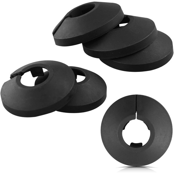 Pack of 6,15mm Plastic Radiator Pipe Covers Black Pipe Collars Split Plastic Lightweight Escutcheon Cover Plate for Wall Pipe Tube Decoration