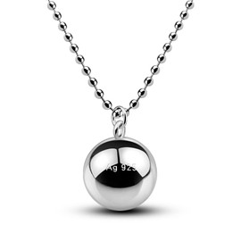 925 Sterling Silver Necklace for Men Women Silver Round Bead Pendant Small Bell Necklace Fashion Jewelry Gift for Women Wife Mom Bead Chain 18-34 Inch (18 inch, Bead Chain)
