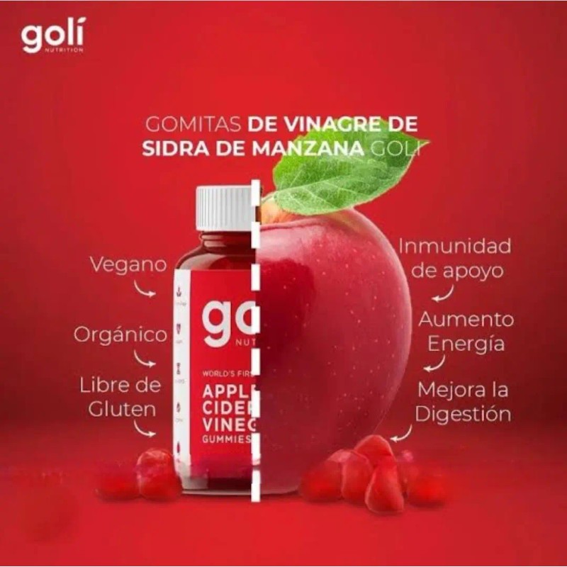 Gomitas Goli Vinagre De Manzana Sin Gluten 60 Unidades