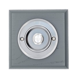 Modern Living Square Wireless Doorbell in Mahogany and Brushed Nickel - Nickel Press - No Chime