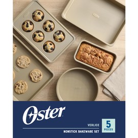Oster Verlice 5 Piece Carbon Steel Baking Pans Bakeware Set W/Premium PFA Free Nonstick - Champagne Gold