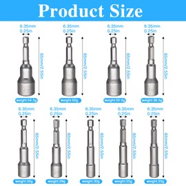 6-14mm Magnetic Nut Driver Set, 9 Pcs Hex Shank Nut Setter Driver Impact Driver Sockets Hex Drill Bits 1/4 Inch Quick Change Drill Bit Sets for Electric Screwdriver Handle Tools