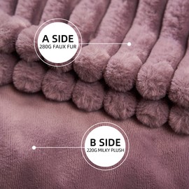 GOTCOZY Electric Blanket Heated Throw 50''X60''- Ribbed Faux Fur Heated Blanket with 4 Heating Level & 3 Hour Auto Off Heating Blanket, ETL&FCC Certified Machine Washable(Violet)
