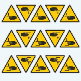 Pubblimania Hand Cracking 15 Hazard Sticker Labels Made of PVC Flexible for Indoor Outdoor Use 5 x 4.5 cm (15 Squeeze Hands)