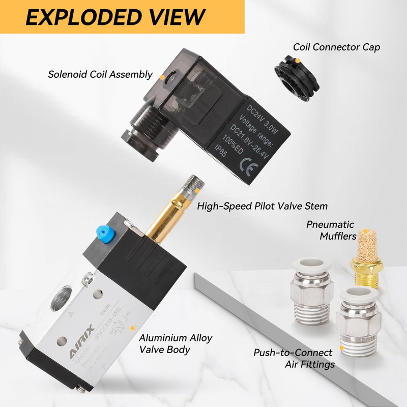AIRIX 3V210-08 Pneumatic Solenoid Valve DC24V, 2 Position 3 Way,