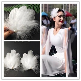 Feather Hair Clips Ballet Fly-Wing Hair Barrettes Ballet Hair Pins Bride Festival Headpiece Swan Cosplay Hair Accessories for Women Girls 2pcs White