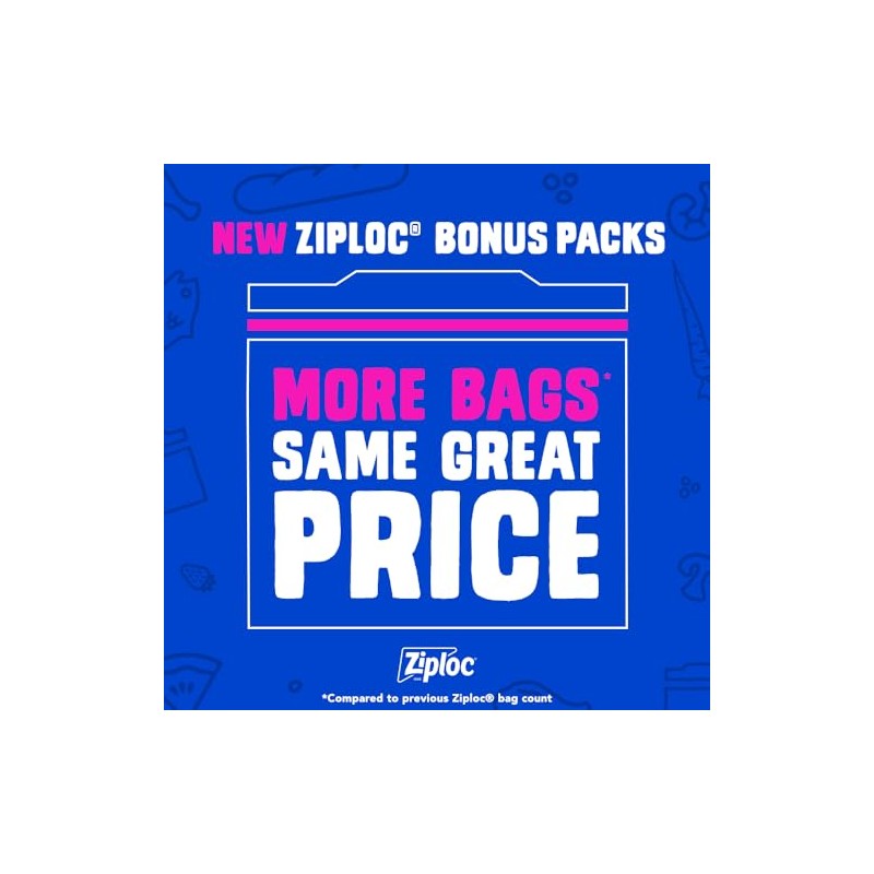 Ziploc Sandwich and Snack Bags with EasyGuide Texture, Plastic Storage