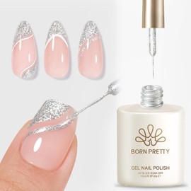 Platinum Silver Swirl Gel Nail Polish Art Liner 15ml