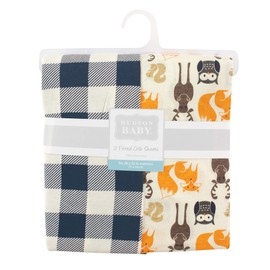 Hudson Baby 2 Piece Cotton Fitted Crib Sheet, Forest, One Size
