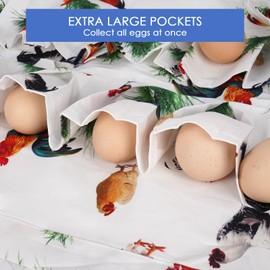 JANKOW 2 PCS Egg Collecting Apron and Basket, Chicken Egg Apron, Egg Gathering Holding Apron, FarmHouse Egg Carrier Apron for Hens, Duck, Goose Eggs (1 x 12 Pockets + 1 x 7 Pockets)