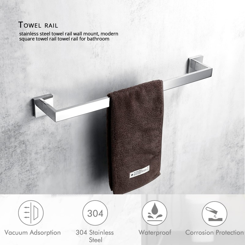 Bagnolux 22 Inch Chrome Bathroom Accessories, Polished Chrome Towel Rack