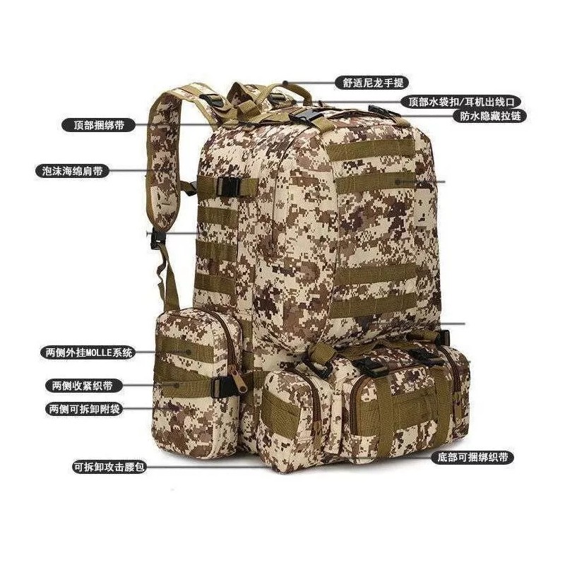 Yuqing Mochila Grande Táctica 4 En 1 Impermeable Para Campamento