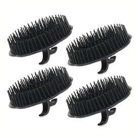 Segbeauty Massage Brush Hair, Scalp Massager Shampoo Brush, Pack of 4 Shampoo Massage Brush Floriated Shower Comb, Head Massage Brush for Hair Growth Beard Brush Dog Salon Brushes - Black