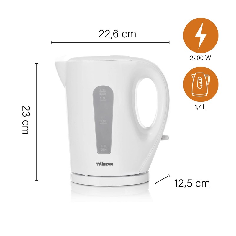 Tristar WK-3380 Kettle with 1.7 L Capacity - Removable Filter