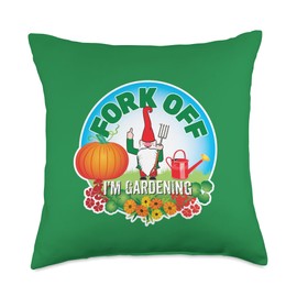 Funny Gardening Humour for Sarcastic Gardeners A Rude Gnome Throw Pillow