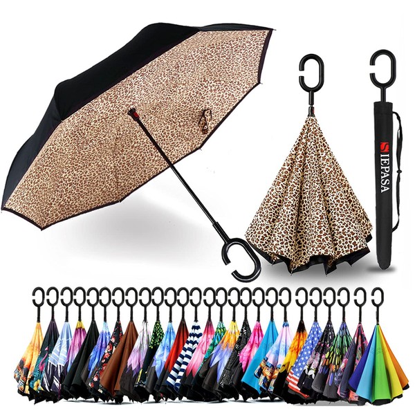 SIEPASA 49/56 Inch Inverted Reverse Upside Down Umbrella, Extra Large