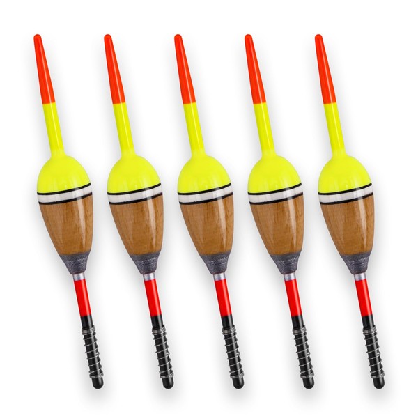 Dr.Fish 5 Pack Weighted Balsa Spring Floats Wood Slip Bobber