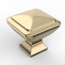 Asidrama 10 Pack 1-1/4 inch Brushed Brass Kitchen Cabinet Knobs Gold Dresser Knobs Drawer Knobs Cabinet Hardware Zinc Knobs for Dresser Drawers