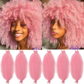 Pink Marley Hair for Faux Locs & Soft Locs - 12 Inch, 6 Packs, Twist & Curly Braiding Hair