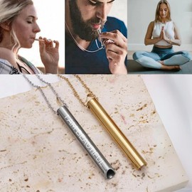 HALUKAKAH Halukakah Zen Breathing Necklace:Self Affirmation Reminder,Meditation & Anxiety Relief Tool for Relaxation,Stress Reduction,Breathing Exercises,Himalaya Mindfulness Therapy (I AM BEAUTIFUL - Platinum)