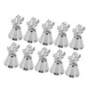 10Pcs Table Number Stands Stainless Steel Leaf Style Silver Color
