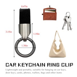 JUSTTOP Car Key Chain Clip, Detachable Leather Keychain Zinc Alloy Buckle Key Ring, Unisex Small Key Fob Accessories (Black & Matte Gray)