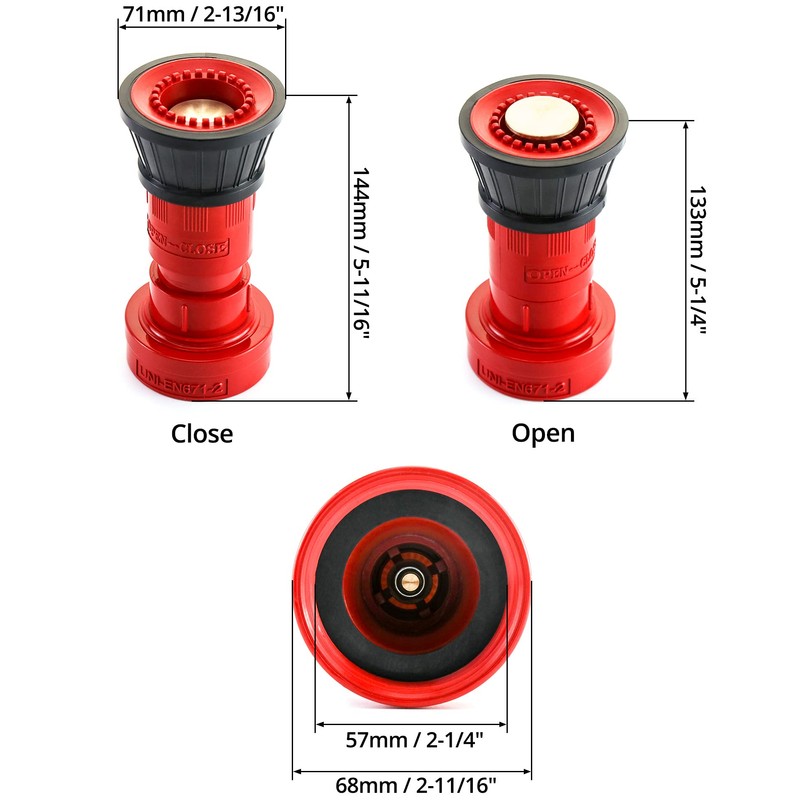 QWORK Fire Hose Nozzle, 2" Heavy Duty NPSH/NPT Thermoplastic Constant