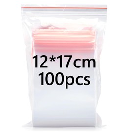 12x17cm Resealable Clear Plastic Bags, 100Pcs Small Grip Seal Bags, Thickening and Durable, Sealable for Kitchen Storage, Office Supplies, Stationery Storage ect.