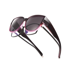 TINHAO Polarized Fit Over Glasses Sunglasses for Women UV Protection Trendy Oversized Square Shades Driving, Gradient Purple