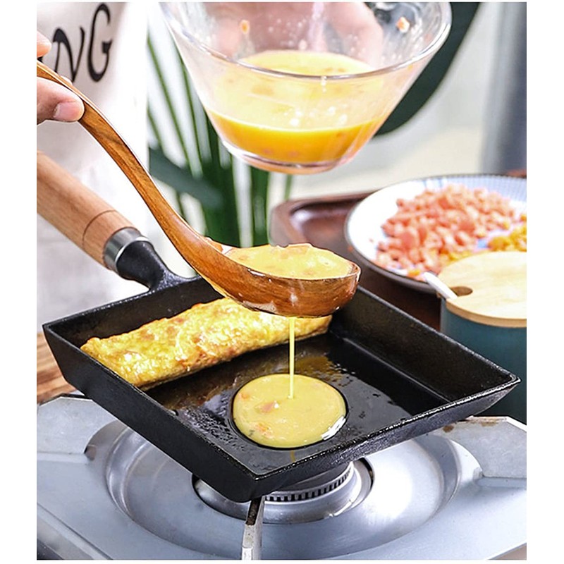 LI-GELISI Pre-Seasoned Cast Iron Tamagoyaki Pan - 9x7 Inch Japanese