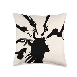 Hair Salon Tools Scissor and Dryer Cool Hair Stylists Gift Throw Pillow