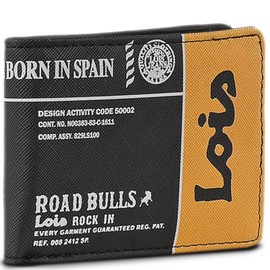 Lois - Men's Wallet. Canvas Wallet. Very complete. Gift box. Youthful style. Printed. Good quality and beautiful design. Resistant. 201801, Black (201805)