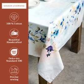 Maison d'Hermine Table Cloth Rectangle Table 100% Cotton Tablecloth for Dining Room, Farmhouse, Home, Hotel, Parties & Wedding - Gifts for Mothers Day Spring & Summer (Lazy Summer Days, 140cm x 180cm)