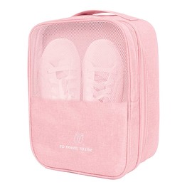 CINLITEK Shoe Bag,Travel Shoe Bag Waterproof Portable Organizer Storage Shoe Pouch Holds 3 Pair of Shoes (PINK)