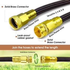 10FT Lightweight Garden Hose,Flexible Water Hose with Solid Brass Head,Kink-Free,Collapsible Hose,High Pressure Flat Water Hose for RV,Boat,Car Wash,Garden,Yard,Camper,Outdoor (Orange-Black, 10 Feet)