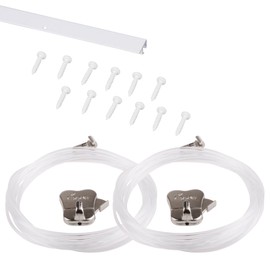 STAS Picture Hanging System u-Rail White 150 cm - Complete kit, incl. 2 Cords 150cm with 2 Hooks